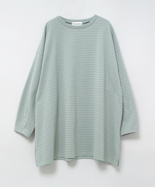 RNA-N(アールエヌエーエヌ)の「M2286 16/-OEボーダーオーバーサイズプルオーバー(Tシャツ/カットソー・レディース・グリーン/ホワイト×ブラック/ブルー/ベージュ・MEDIUM)」の22枚目の写真