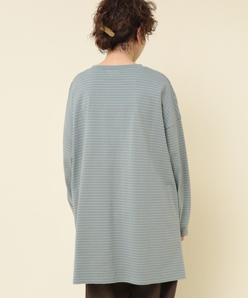 RNA-N(アールエヌエーエヌ)の「M2286 16/-OEボーダーオーバーサイズプルオーバー(Tシャツ/カットソー・レディース・グリーン/ホワイト×ブラック/ブルー/ベージュ・MEDIUM)」の13枚目の写真