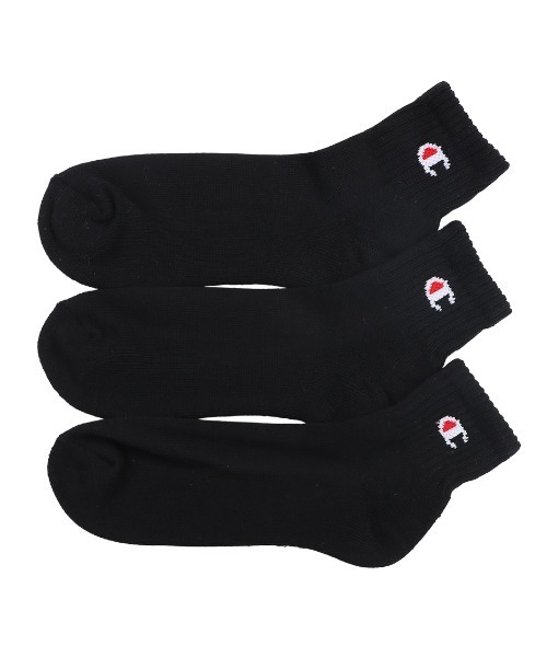 Champion(チャンピオン)の「Champion/チャンピオン クオーターレングスソックス3P(ソックス/靴下・メンズ・ブラック/マルチ/ホワイト・M/S/L)」の2枚目の写真