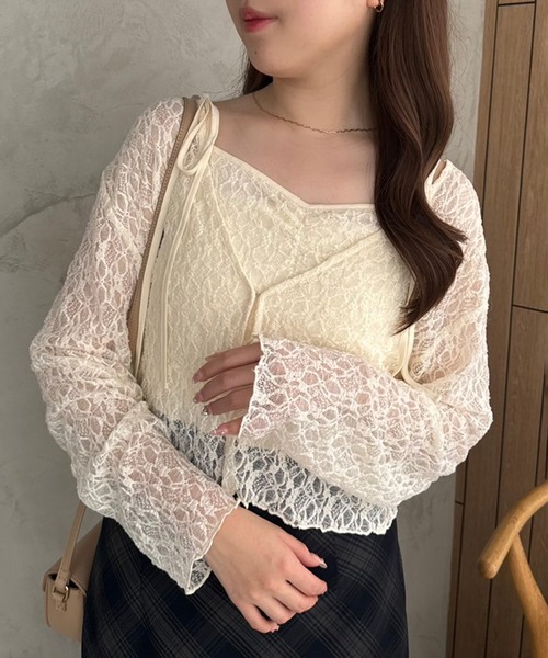 one after another NICE CLAUP（ワンアフターアナザーナイスクラップ）の「キャミソールセットカーディガン（カーディガン/ボレロ・レディース・ホワイト系その他/レッド系/アイボリー/ブラック系・FREE）」の20枚目の写真