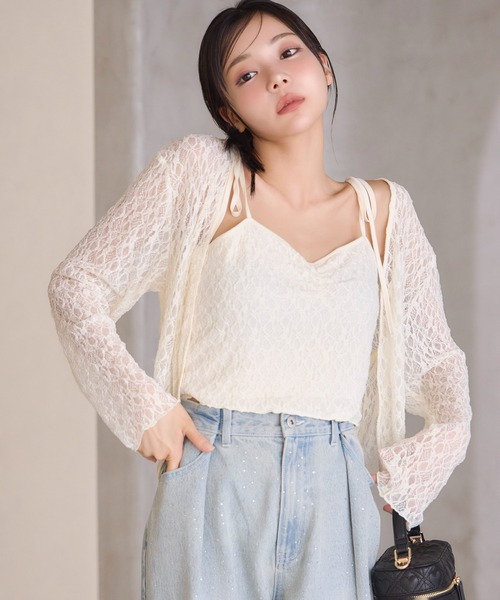 one after another NICE CLAUP（ワンアフターアナザーナイスクラップ）の「キャミソールセットカーディガン（カーディガン/ボレロ・レディース・ホワイト系その他/レッド系/アイボリー/ブラック系・FREE）」の21枚目の写真