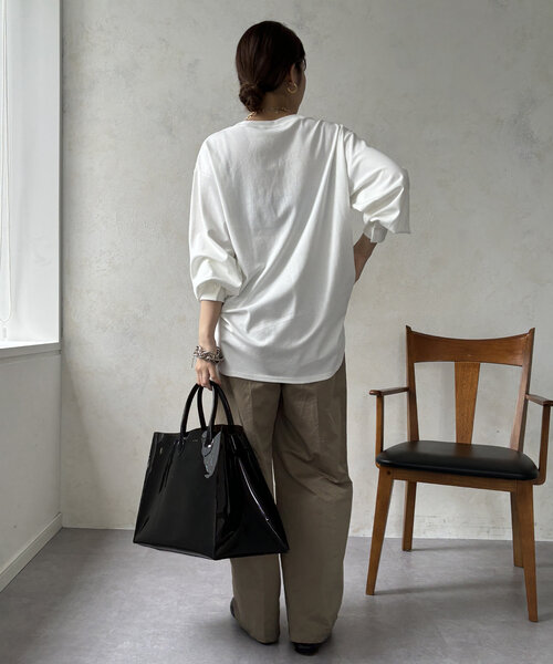 DouDou（ドゥドゥ）の「【WEB限定】AvancerシルケットロンTEE（Tシャツ/カットソー・レディース・グレー/オフホワイト/ブラック・FREE）」の8枚目の写真