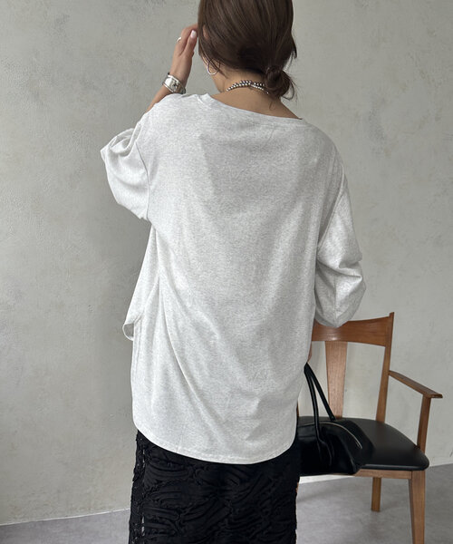 DouDou（ドゥドゥ）の「【WEB限定】AvancerシルケットロンTEE（Tシャツ/カットソー・レディース・グレー/オフホワイト/ブラック・FREE）」の17枚目の写真