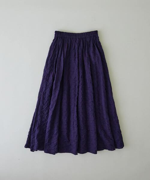 conges payes ADIEU TRISTESSE(コンジェ ペイエ アデュートリステス)の「タックギャザースカート(スカート・レディース・パープル/チェック/ネイビー・38)」の2枚目の写真