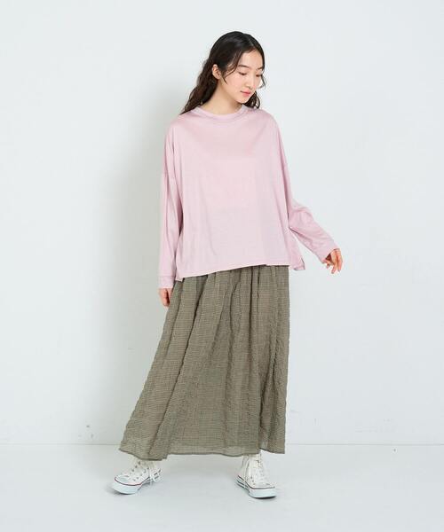 conges payes ADIEU TRISTESSE(コンジェ ペイエ アデュートリステス)の「タックギャザースカート(スカート・レディース・パープル/チェック/ネイビー・38)」の4枚目の写真