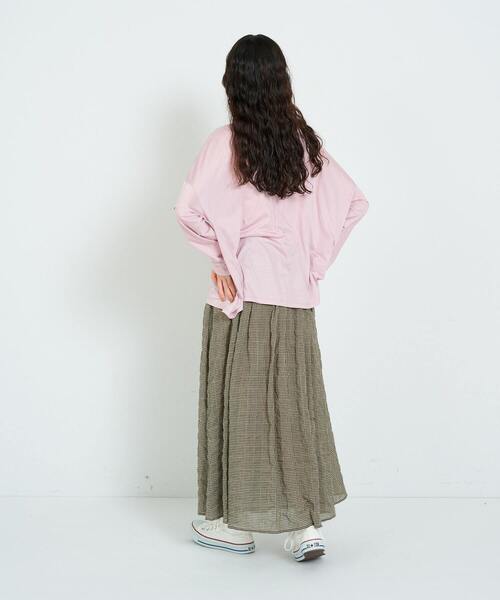 conges payes ADIEU TRISTESSE(コンジェ ペイエ アデュートリステス)の「タックギャザースカート(スカート・レディース・パープル/チェック/ネイビー・38)」の6枚目の写真