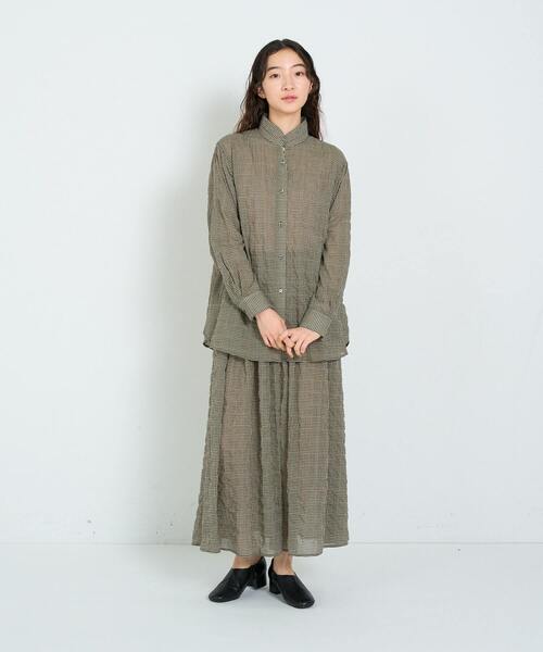 conges payes ADIEU TRISTESSE(コンジェ ペイエ アデュートリステス)の「タックギャザースカート(スカート・レディース・パープル/チェック/ネイビー・38)」の7枚目の写真