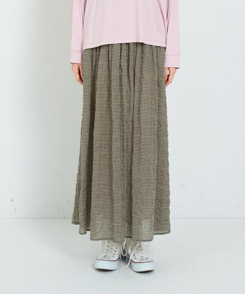 conges payes ADIEU TRISTESSE(コンジェ ペイエ アデュートリステス)の「タックギャザースカート(スカート・レディース・パープル/チェック/ネイビー・38)」の8枚目の写真