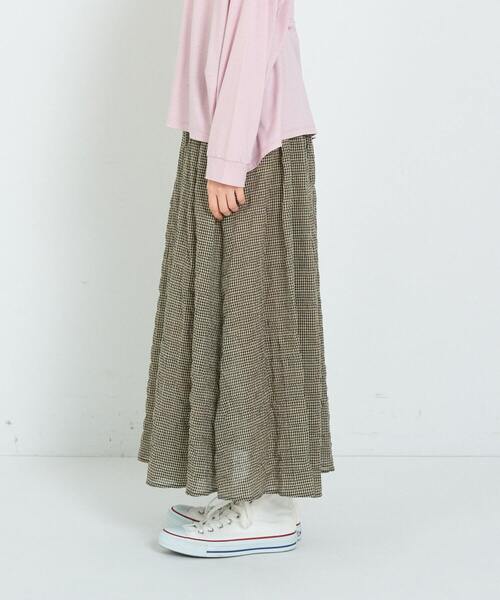 conges payes ADIEU TRISTESSE(コンジェ ペイエ アデュートリステス)の「タックギャザースカート(スカート・レディース・パープル/チェック/ネイビー・38)」の9枚目の写真