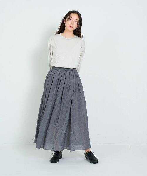 conges payes ADIEU TRISTESSE(コンジェ ペイエ アデュートリステス)の「タックギャザースカート(スカート・レディース・パープル/チェック/ネイビー・38)」の11枚目の写真