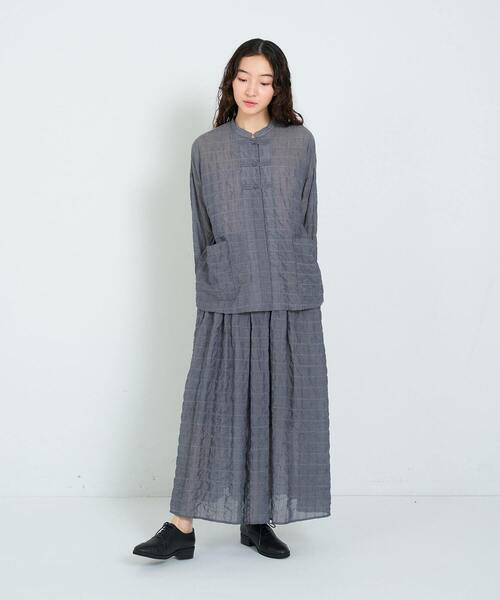 conges payes ADIEU TRISTESSE(コンジェ ペイエ アデュートリステス)の「タックギャザースカート(スカート・レディース・パープル/チェック/ネイビー・38)」の14枚目の写真