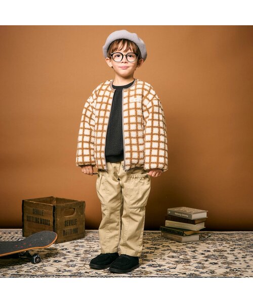 apres les cours（アプレレクール）の「ドロストカーゴパンツ（カーゴパンツ・キッズ・ベージュ/インディゴブルー・80/90/100/110/120/130）」の3枚目の写真