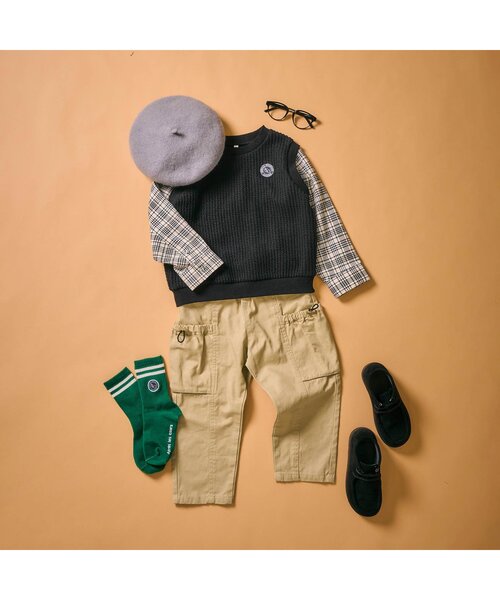 apres les cours（アプレレクール）の「ドロストカーゴパンツ（カーゴパンツ・キッズ・ベージュ/インディゴブルー・80/90/100/110/120/130）」の17枚目の写真