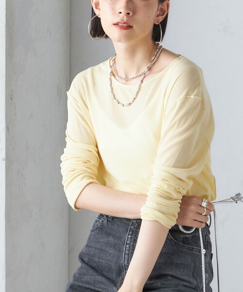 SHIPS（シップス）の「〈手洗い可能〉シアー ストレッチ クルーネック プルオーバー（Tシャツ/カットソー・レディース・ダークグレー/ライトブルー/オフホワイト/クリーム・ONE SIZE）」の3枚目の写真