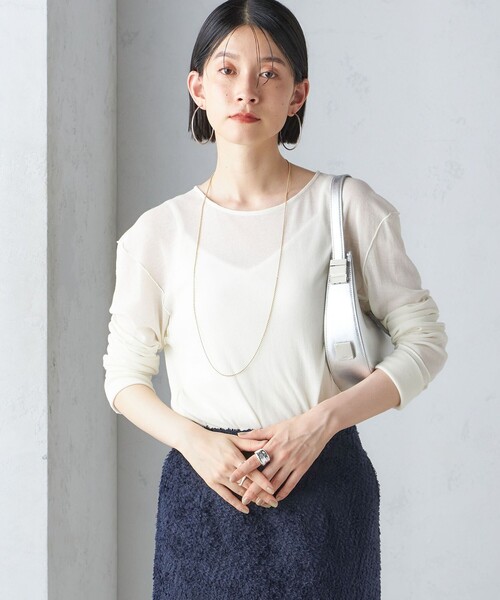SHIPS（シップス）の「〈手洗い可能〉シアー ストレッチ クルーネック プルオーバー（Tシャツ/カットソー・レディース・ダークグレー/ライトブルー/オフホワイト/クリーム・ONE SIZE）」の22枚目の写真