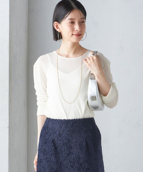 SHIPS（シップス）の「〈手洗い可能〉シアー ストレッチ クルーネック プルオーバー（Tシャツ/カットソー・レディース・ダークグレー/ライトブルー/オフホワイト/クリーム・ONE SIZE）」の21枚目の写真