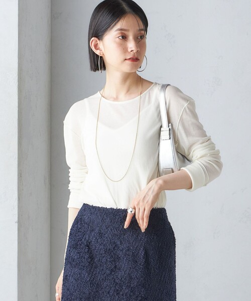 SHIPS（シップス）の「〈手洗い可能〉シアー ストレッチ クルーネック プルオーバー（Tシャツ/カットソー・レディース・ダークグレー/ライトブルー/オフホワイト/クリーム・ONE SIZE）」の18枚目の写真