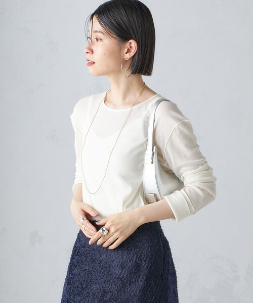 SHIPS（シップス）の「〈手洗い可能〉シアー ストレッチ クルーネック プルオーバー（Tシャツ/カットソー・レディース・ダークグレー/ライトブルー/オフホワイト/クリーム・ONE SIZE）」の14枚目の写真