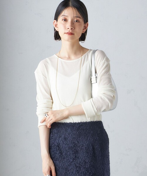 SHIPS（シップス）の「〈手洗い可能〉シアー ストレッチ クルーネック プルオーバー（Tシャツ/カットソー・レディース・ダークグレー/ライトブルー/オフホワイト/クリーム・ONE SIZE）」の13枚目の写真