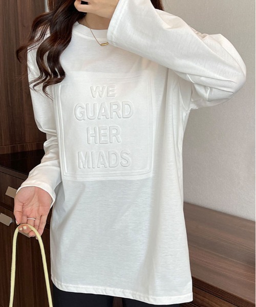 kirakiraShop(キラキラショップ)の「立体ロゴ オーバー サイズ ロンT(Tシャツ/カットソー・レディース・ブルー/ブラック/グレー系その他/ホワイト/ブラウン・M/L/XL)」の1枚目の写真
