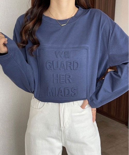 kirakiraShop(キラキラショップ)の「立体ロゴ オーバー サイズ ロンT(Tシャツ/カットソー・レディース・ブルー/ブラック/グレー系その他/ホワイト/ブラウン・M/L/XL)」の5枚目の写真