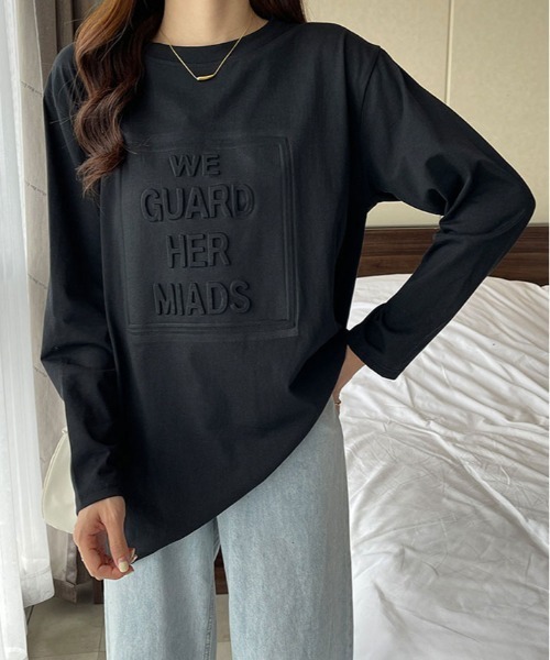 kirakiraShop(キラキラショップ)の「立体ロゴ オーバー サイズ ロンT(Tシャツ/カットソー・レディース・ブルー/ブラック/グレー系その他/ホワイト/ブラウン・M/L/XL)」の2枚目の写真