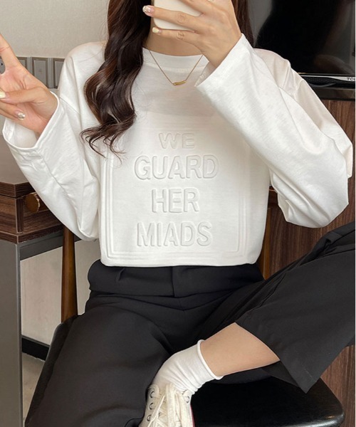 kirakiraShop(キラキラショップ)の「立体ロゴ オーバー サイズ ロンT(Tシャツ/カットソー・レディース・ブルー/ブラック/グレー系その他/ホワイト/ブラウン・M/L/XL)」の8枚目の写真