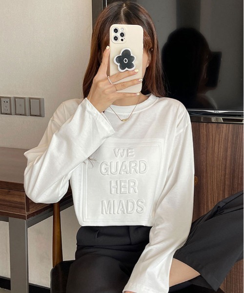 kirakiraShop(キラキラショップ)の「立体ロゴ オーバー サイズ ロンT(Tシャツ/カットソー・レディース・ブルー/ブラック/グレー系その他/ホワイト/ブラウン・M/L/XL)」の11枚目の写真