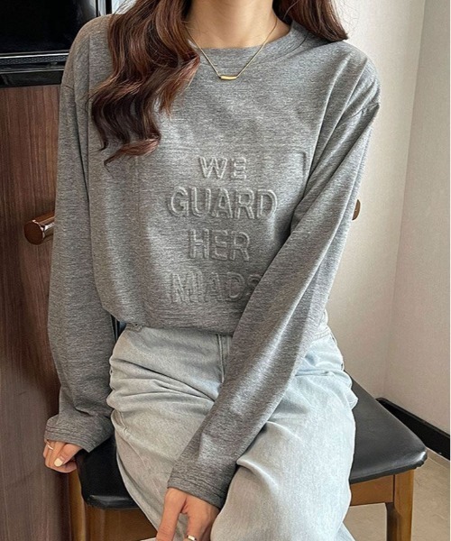 kirakiraShop(キラキラショップ)の「立体ロゴ オーバー サイズ ロンT(Tシャツ/カットソー・レディース・ブルー/ブラック/グレー系その他/ホワイト/ブラウン・M/L/XL)」の22枚目の写真