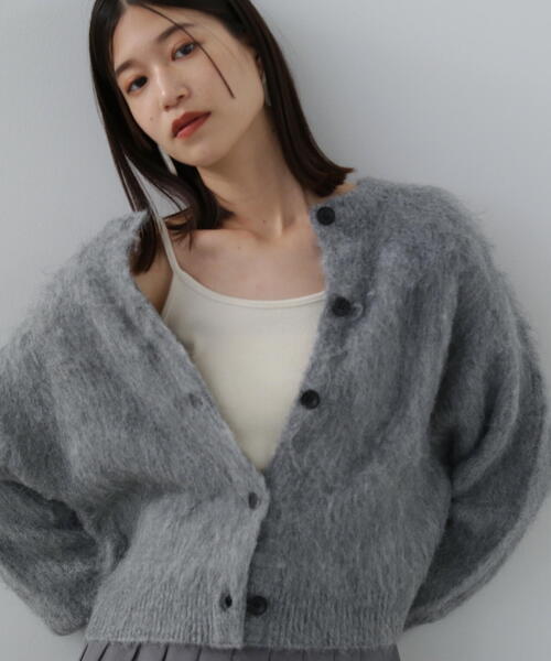 N.（N. Natural Beauty Basic）（エヌエヌナチュラルビューティーベーシック）の「◆クルーネックフェザーカーディガン（カーディガン/ボレロ・レディース・レッド/ベージュ/ネイビー/グレー・MEDIUM）」の6枚目の写真