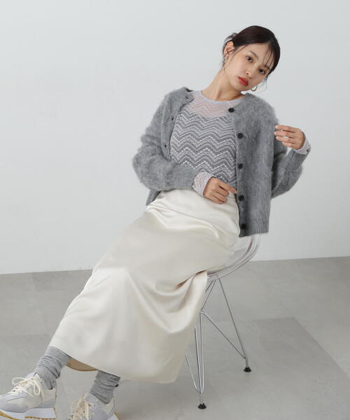 N.（N. Natural Beauty Basic）（エヌエヌナチュラルビューティーベーシック）の「◆クルーネックフェザーカーディガン（カーディガン/ボレロ・レディース・レッド/ベージュ/ネイビー/グレー・MEDIUM）」の13枚目の写真