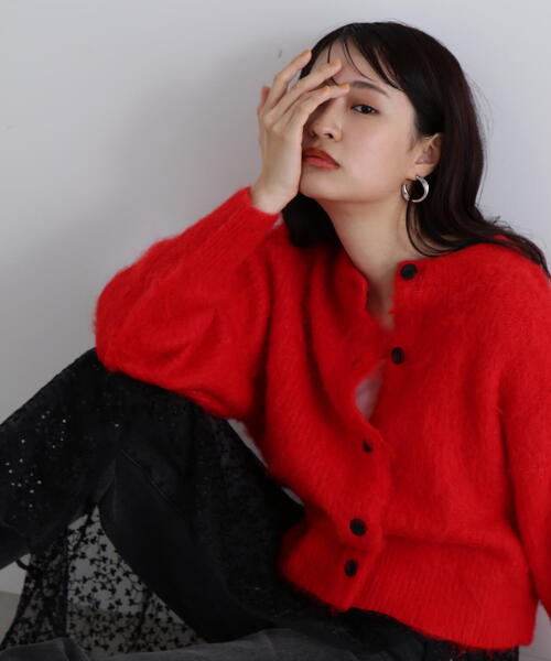 N.（N. Natural Beauty Basic）（エヌエヌナチュラルビューティーベーシック）の「◆クルーネックフェザーカーディガン（カーディガン/ボレロ・レディース・レッド/ベージュ/ネイビー/グレー・MEDIUM）」の4枚目の写真