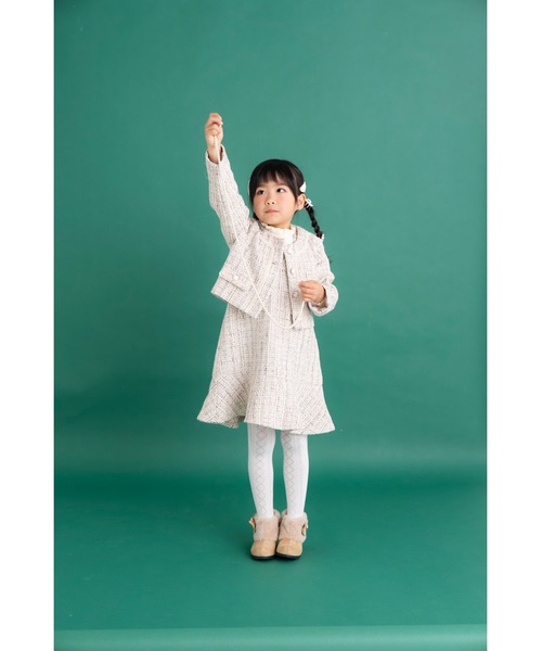 nino(ニノ)の「*マーメイドシルエット*シャイニーツイードジャンパースカート(ジャンパースカート・キッズ・ベージュ/ピンク・130cm/150cm/140cm)」の11枚目の写真