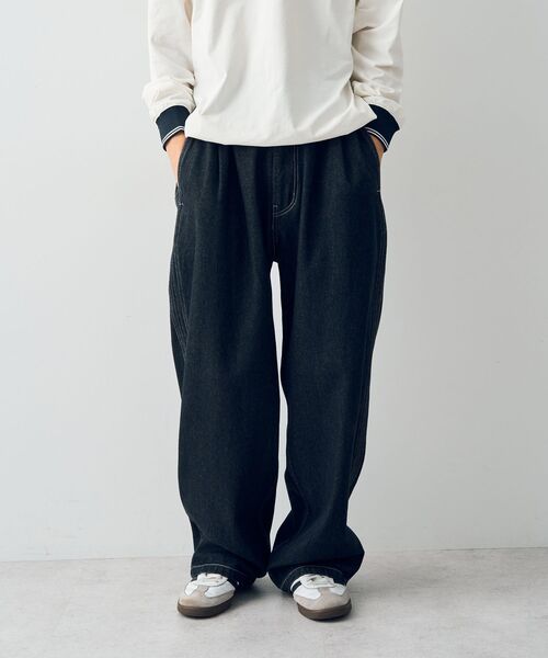 CRAFT STANDARD BOUTIQUE(クラフトスタンダードブティック)の「デニム2タックワイドテーパードパンツ(デニムパンツ・レディース・ブラック/ダークインディゴブルー・S/M/L/XL)」の14枚目の写真
