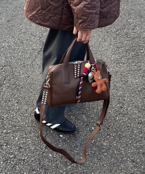 セール】《本革/ショルダー付き》スタッズボストンバッグ（ボストン