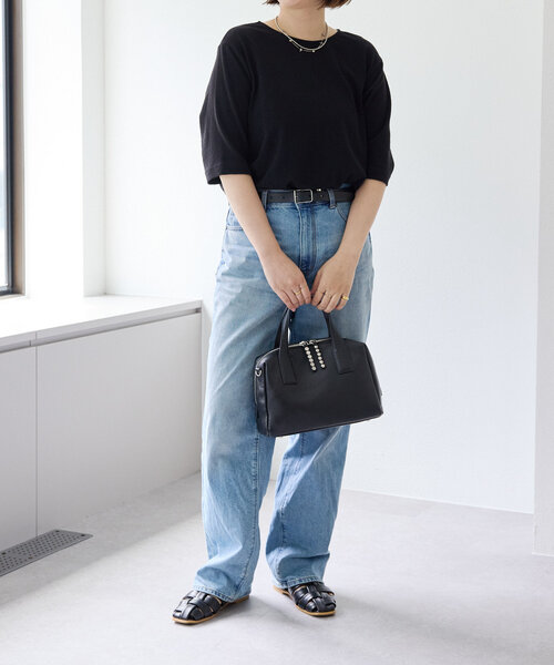 本革/ショルダー付き》スタッズボストンバッグ（ボストンバッグ