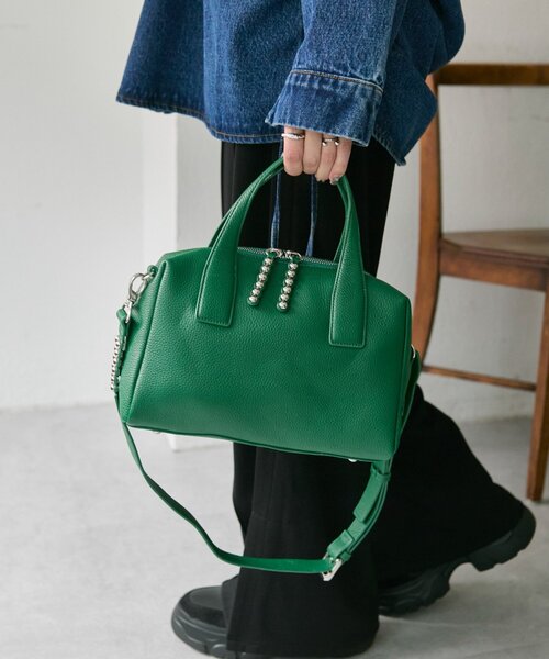 セール】《本革/ショルダー付き》スタッズボストンバッグ（ボストン