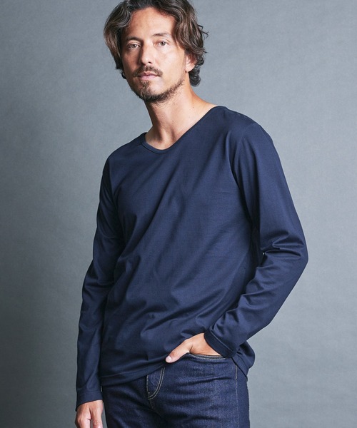 GIZA CTN SCOOP/N TEE L/S:ギザコットン スクープネック ロングスリーブ（Tシャツ/カットソー）｜Magine（マージン）