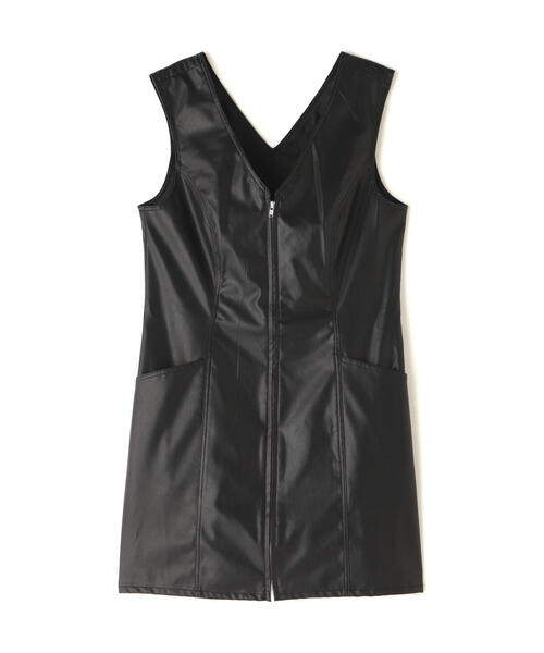 FREE'S MART（フリーズマート）の「フロントジップ合皮ミニジャンスカ（ワンピース・レディース・ブラック・SMALL/MEDIUM）」の9枚目の写真