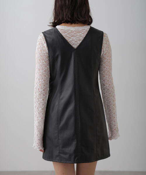 FREE'S MART（フリーズマート）の「フロントジップ合皮ミニジャンスカ（ワンピース・レディース・ブラック・SMALL/MEDIUM）」の19枚目の写真