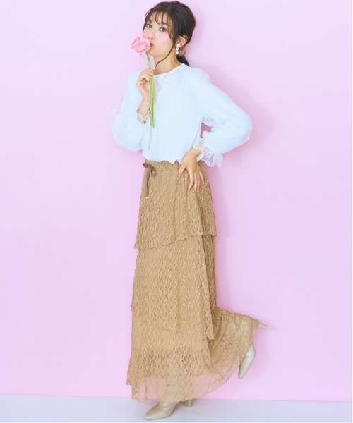 marun(マルン)の「<大きいサイズ> レースドッキングトップス marun(Tシャツ/カットソー・レディース・アイボリー/ブラック・L/5L/4L/3L/LL)」の5枚目の写真