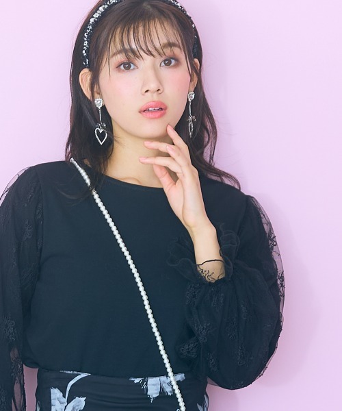 marun(マルン)の「<大きいサイズ> レースドッキングトップス marun(Tシャツ/カットソー・レディース・アイボリー/ブラック・L/5L/4L/3L/LL)」の20枚目の写真