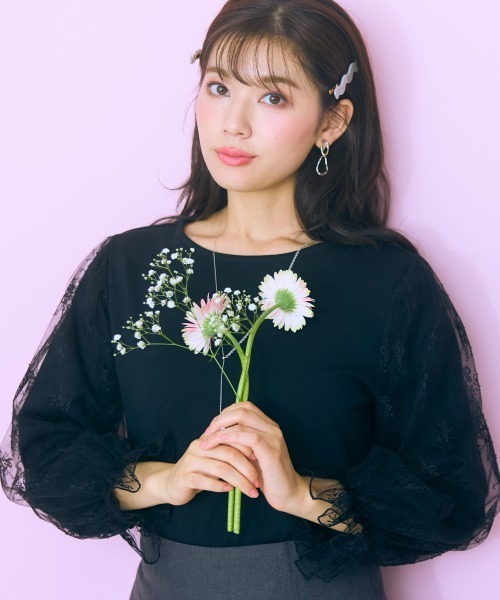 marun(マルン)の「<大きいサイズ> レースドッキングトップス marun(Tシャツ/カットソー・レディース・アイボリー/ブラック・L/5L/4L/3L/LL)」の21枚目の写真