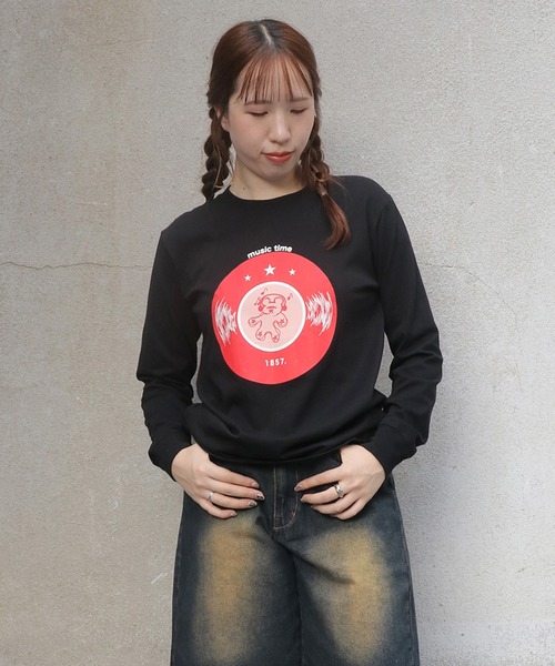 UNIT CHEST(ユニットチェスト)の「【UNIT CHEST】unique unisex long sleeve T-shirt/ユニークユニセックス ロンT OIF designer eggs コラボ Record by KOTONA TATEISHI(Tシャツ/カットソー・レディース・ホワイト/杢グレー/ブラック・L/M/S)」の11枚目の写真
