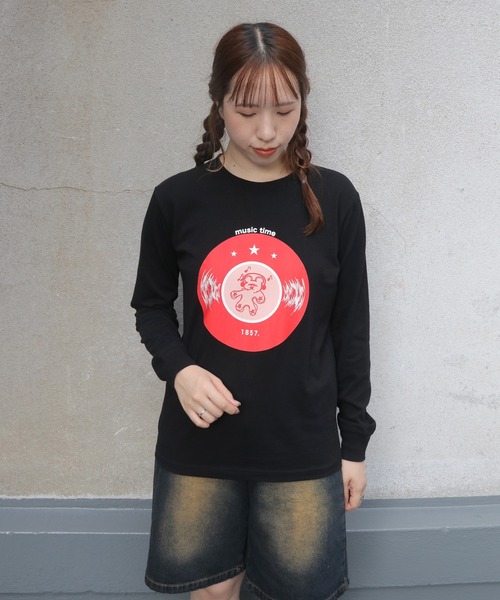 UNIT CHEST(ユニットチェスト)の「【UNIT CHEST】unique unisex long sleeve T-shirt/ユニークユニセックス ロンT OIF designer eggs コラボ Record by KOTONA TATEISHI(Tシャツ/カットソー・レディース・ホワイト/杢グレー/ブラック・L/M/S)」の12枚目の写真