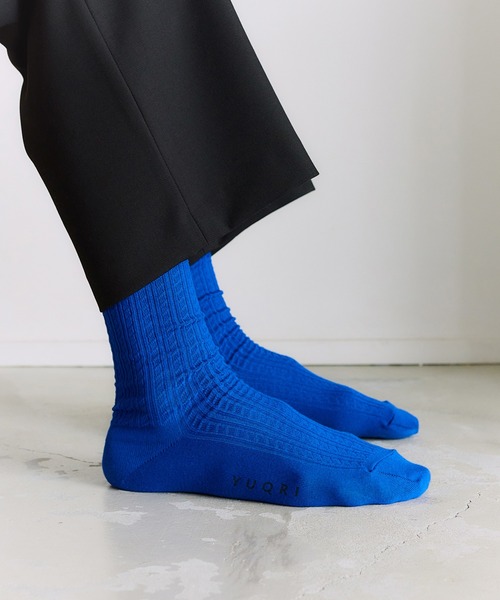 YUQRI（ユクリ）の「【YUQRI】tiny cable（ソックス/靴下・メンズ・グリーン/オフホワイト/チャコールグレー/ブルー/ブラック・S/M）」の5枚目の写真