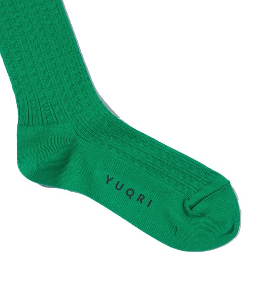 YUQRI（ユクリ）の「【YUQRI】tiny cable（ソックス/靴下・メンズ・グリーン/オフホワイト/チャコールグレー/ブルー/ブラック・S/M）」の11枚目の写真