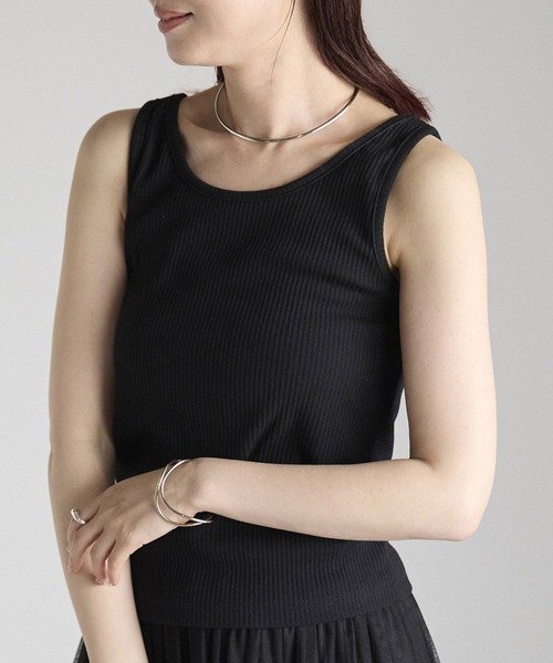 Fizz(フィズ)の「【Fizz/フィズ】 前後2Way リブタンクトップ(タンクトップ・レディース・ブラック/ホワイト×ブラック/ホワイト/グレイッシュベージュ・FREE)」の3枚目の写真