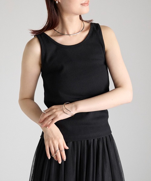 Fizz(フィズ)の「【Fizz/フィズ】 前後2Way リブタンクトップ(タンクトップ・レディース・ブラック/ホワイト×ブラック/ホワイト/グレイッシュベージュ・FREE)」の7枚目の写真