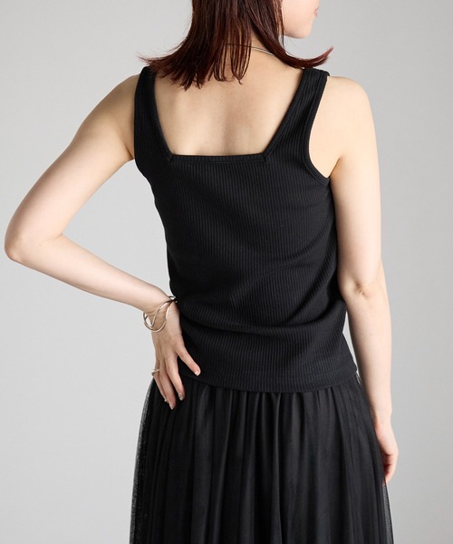 Fizz(フィズ)の「【Fizz/フィズ】 前後2Way リブタンクトップ(タンクトップ・レディース・ブラック/ホワイト×ブラック/ホワイト/グレイッシュベージュ・FREE)」の8枚目の写真